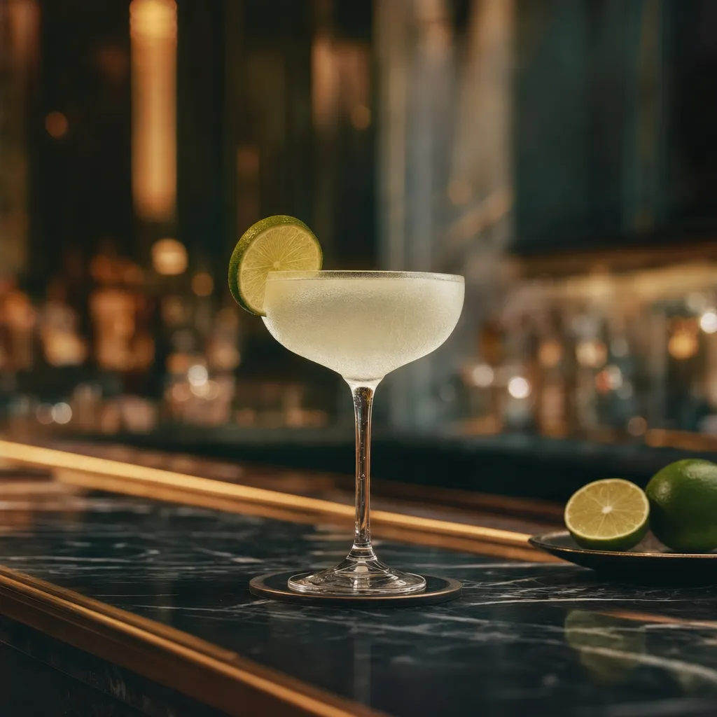Daiquiri servi dans une coupe givrée avec jus de citron vert