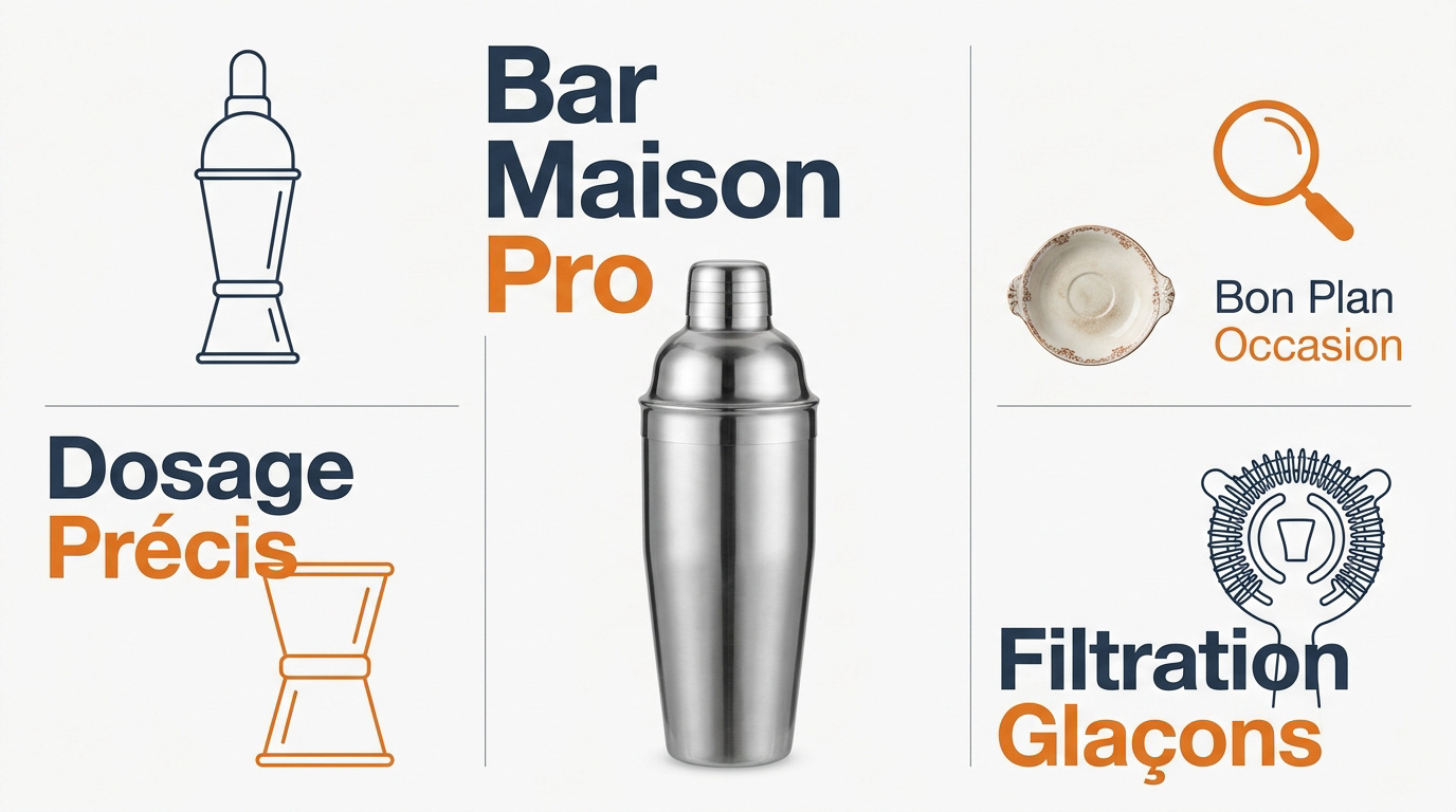 Kit de barman professionnel avec shaker en acier inoxydable et accessoires de dosage
