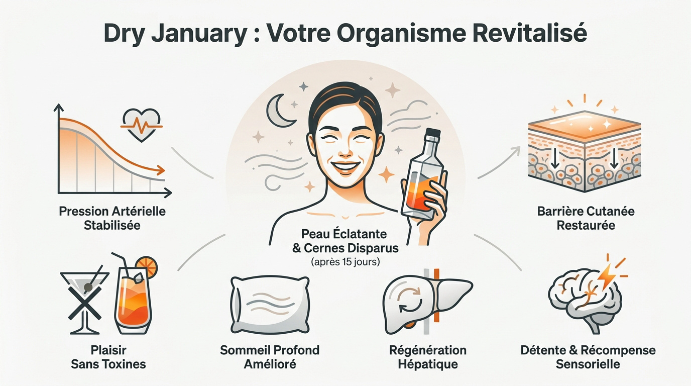 Organisme revitalisé grâce aux mocktails durant le Dry January