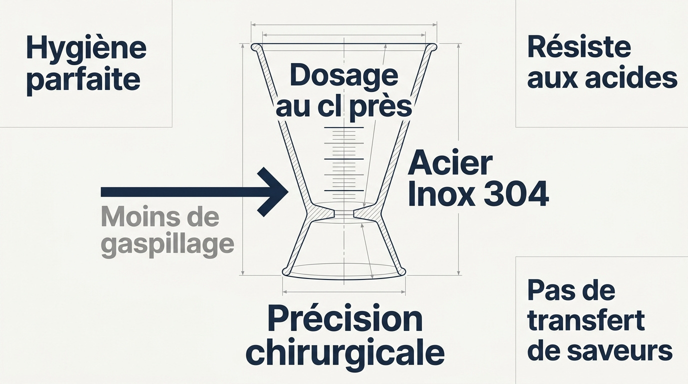 Jigger doseur en acier inoxydable professionnel